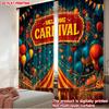 2D Flat Printing 2pcs Curtain Drapes Carnival Celebration Night Digital Printed Polyester Drapes Seasonal Party & Holiday Decor