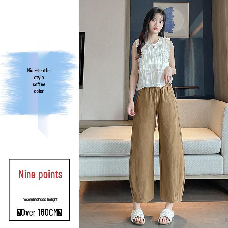 

Women s High Waist Loose Wide Leg Cotton Pants - Summer Casual Nine-Point Scythe Style L (Recommended 105-115 lbs, Fabric Upgraded)