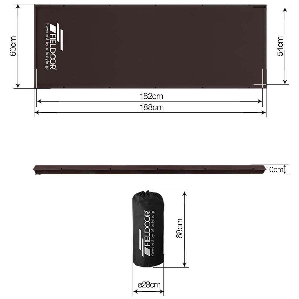 FIELDOOR Autoschlafmatte, 10 cm, automatisch aufblasend, hochdichte Urethan-Matratze, groß, luftig, für den Außenbereich, dick, Matratze, anschließbar, Schaumstoff, Ventil, Matte,