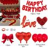Red Birthday Balloon Set with Bow, Love Heart, Aluminum Foil Balloon, Simulated Petals for Birthdays and Valentine's Day
