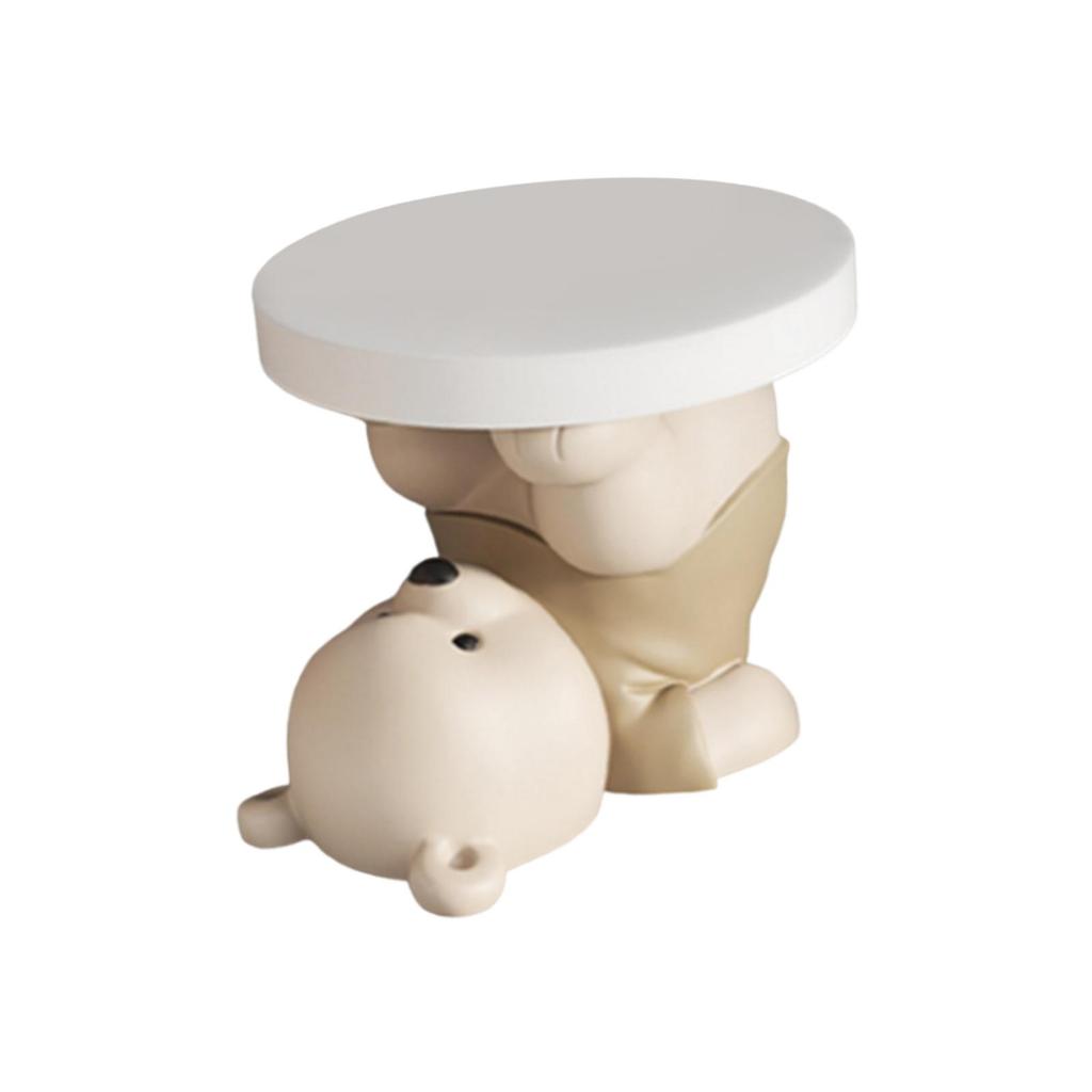 Bear Figurine Side Table, Minimalist End Table for Home Office