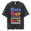 T-shirt Washed Cotton Crew Neck Tee Korean Style Casual Streetwear Top American retro style unsex