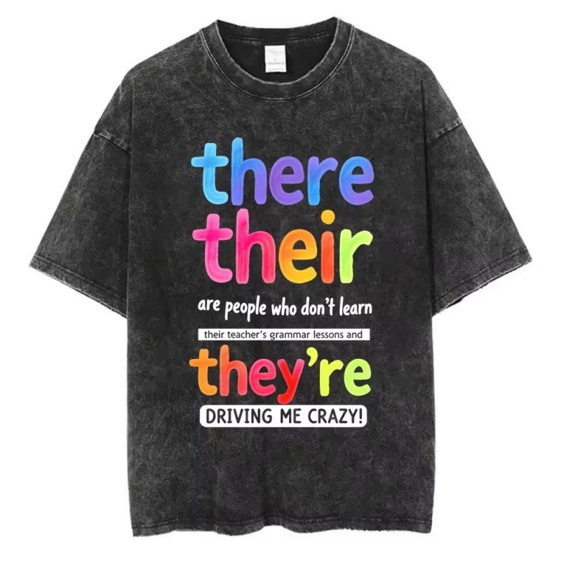 T-shirt Washed Cotton Crew Neck Tee Korean Style Casual Streetwear Top American retro style unsex