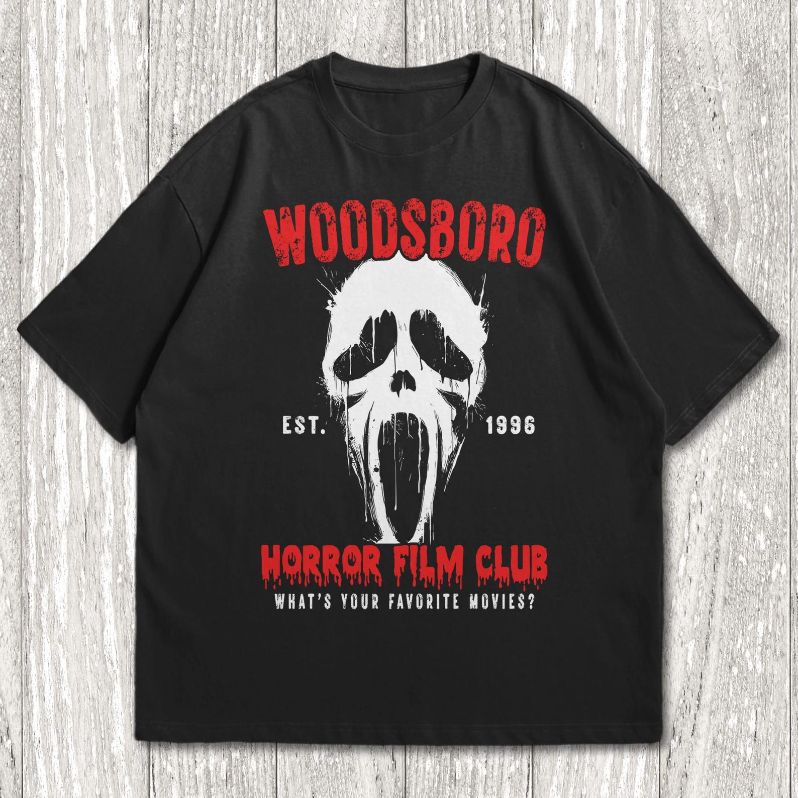 Woodsboro Horror Film Club Shirt, Scream Shirt, Movie Shirt, Scary Movie T-Shirt, Horror Movie Shirt, 90s Horror 4XL