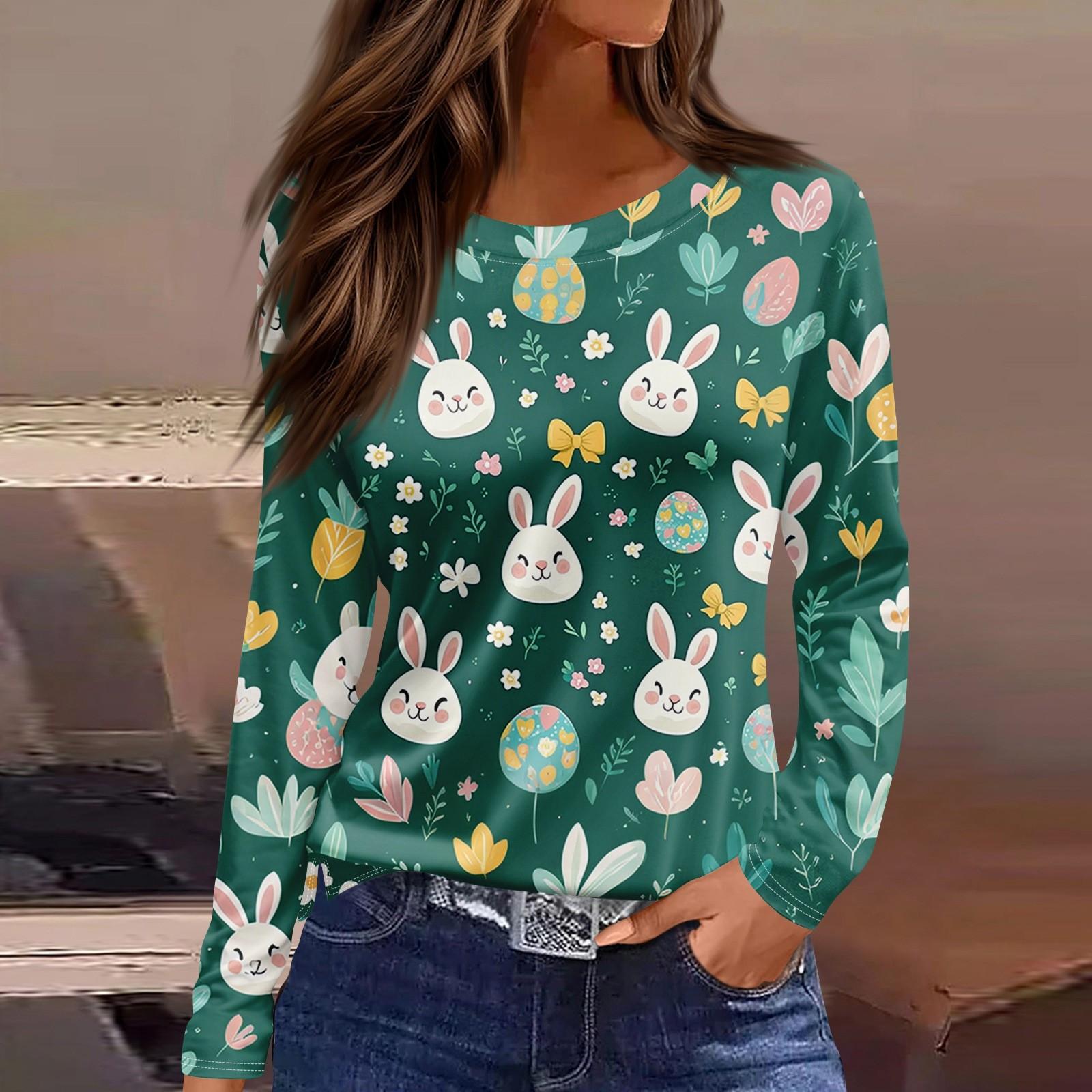 

Женская модная повседневная свободная футболка с принтом и круглым вырезом с разрезом и длинным рукавом, женский топ M