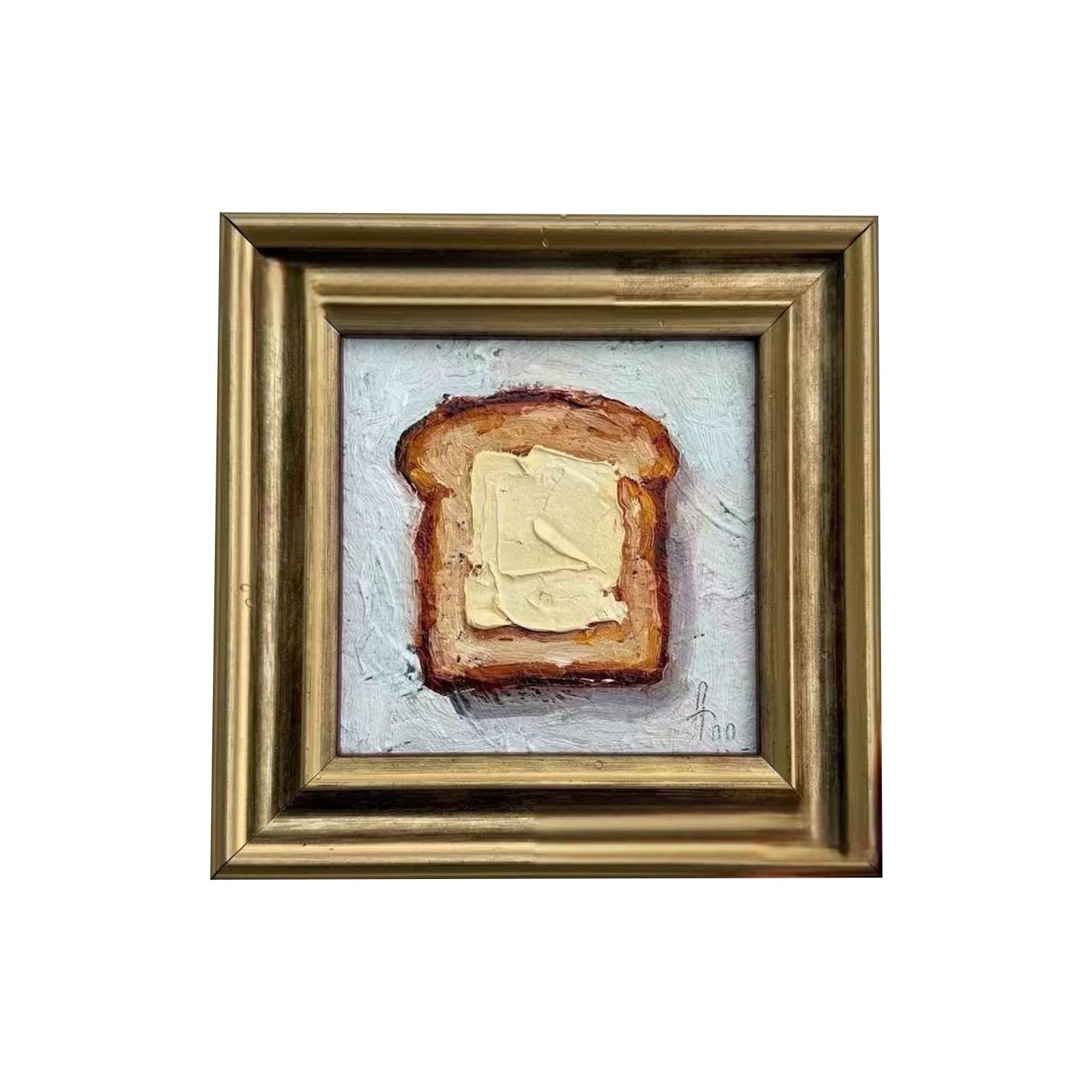 

Food Kitchen Mural Retro Oil Painting Artwork Butter Bread Painting Restaurant Coffee Shop Shop Restaurant Home Decoration Retro Printing One Size