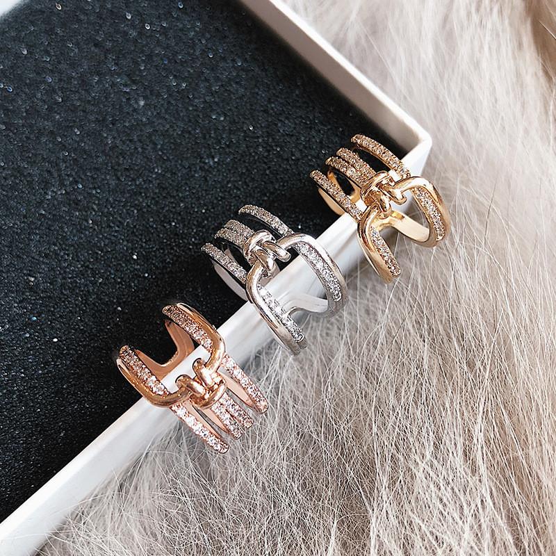 Geometric Knot Fashionable Design Ring With Sparkling Zircon Stones Perfect Gifting For