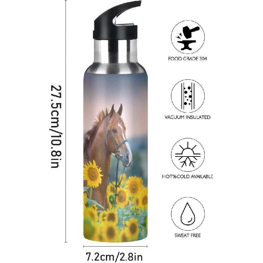 Cute Koala Water Bottle Kids Stainless Steel Vacuum Insulated Water Flask Sandard Mouth Bottle with Wide Handle