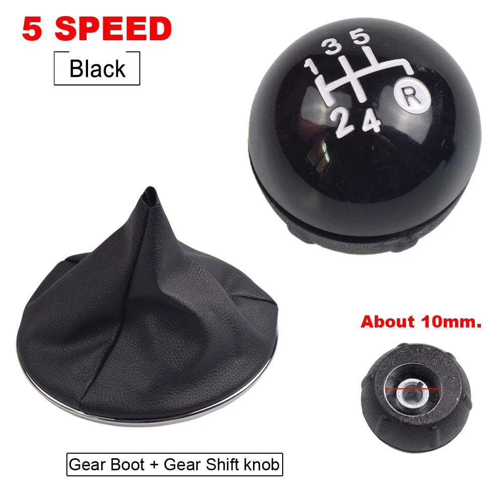 6 Speed Gear Shift Knob Shift Transmission Lever Knob Manual For Fiat 500 2012-2018 Chrome+Red 55344048