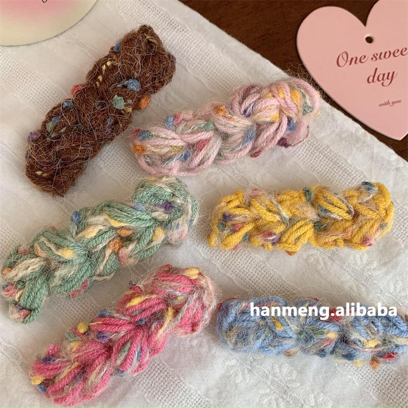 

Заколки из витой шерстяной пряжи, вязаный зажим, зажим BB, Радуга, сердце девушки, милая заколка для волос, милые детские осенние и зимние аксессуары для волос, милые