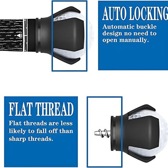 Golf Ball Picker Lightweight Portable Three Claws Clamp Design Threaded Installation Versatile Club Tail Ball Collector