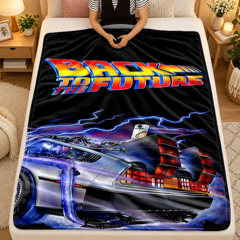 Flannel BlanketBack to the Future Warm Soft Throw Blanket for Indoor Sofa Bed Living Room Use