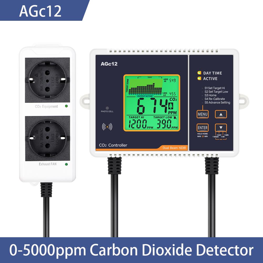 Digital CO2 Controller Air Quality Monitor 0~5000ppm CO2 Concentration Detector Carbon Dioxide Regulator for Plant Greenhouse