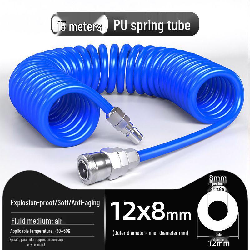 Retractable 8mm PU Spiral Air Hose with Quick Pneumatic Connector