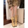 Boots 2025 Autumn and Winter New Solid Color Foot Set Thick Heel Martin Boots Non-slip Outer Wear Thin Boots Temperament But Knee Boots