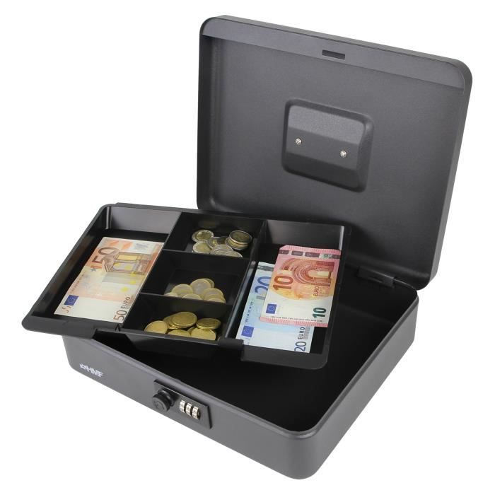 Pokladní zásuvka - HMF - 10017-02 - Kombinační zámek - 30 x 24 x 9 cm - Černá