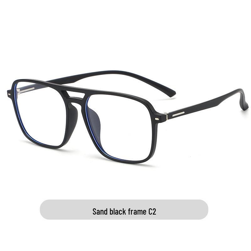 Unisex TR90 Anti-Blue Light Glasses Frame - Street Style, Double Bridge, Flat Lenses