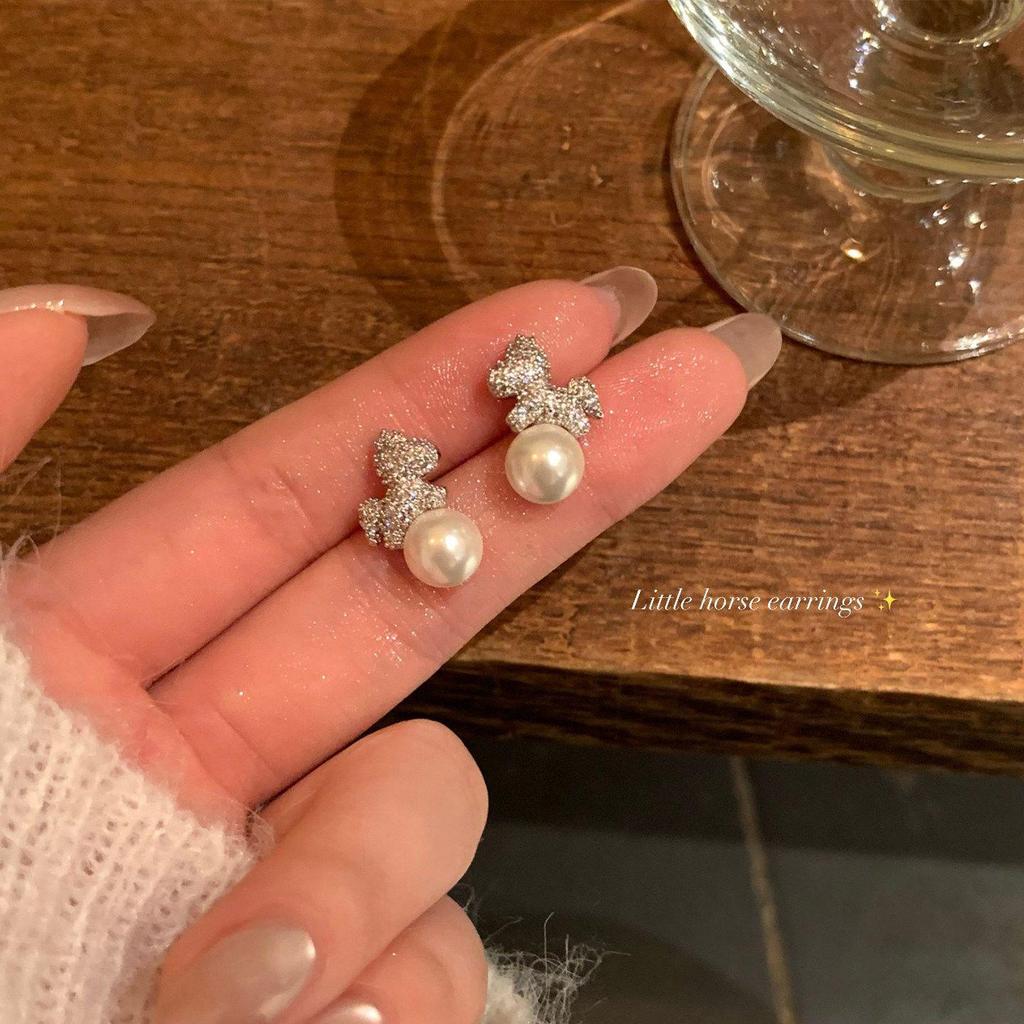 Pendientes de Borla de Flor de Perla de Aguja de Plata - Joyería de Moda para Mujer que Combina con Todo