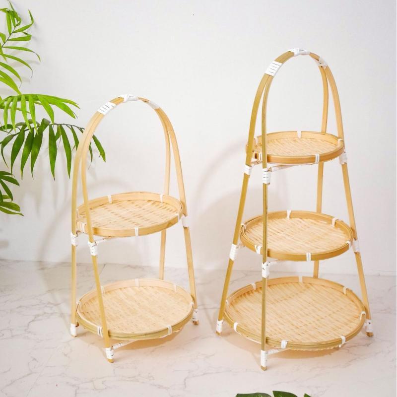 1/2/3 Layer Fruit Basket Food Basket Decorative Standing Tray Bamboo Serving Tray Bamboo Storage Basket For Kitchen