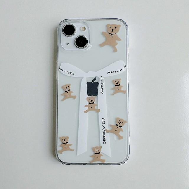 

Мягкий силиконовый чехол для телефона с изображением медведя с лазерным бантом и прозрачным бантом для Iphone 11 12 Promax 14 Plus 13 Pro Max Ins 2023, задняя крышка, капа for iphone 14plus