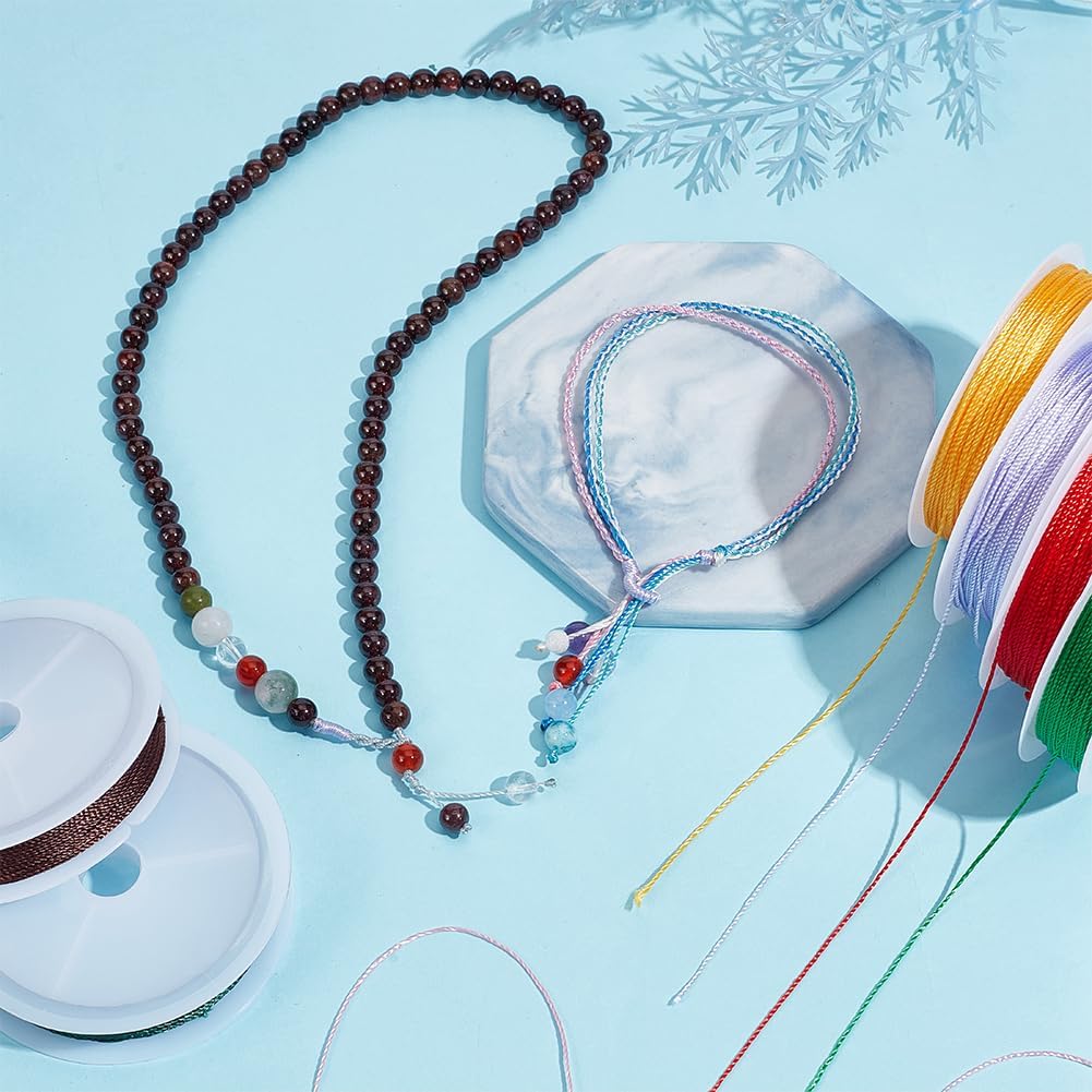 PH PandaHall 218 Yards Bracelet Beading String, 20 Colors 0.3mm Braided Beading Thread Chinese Knotting Cord Bracelet String for Kumihimo Friendship