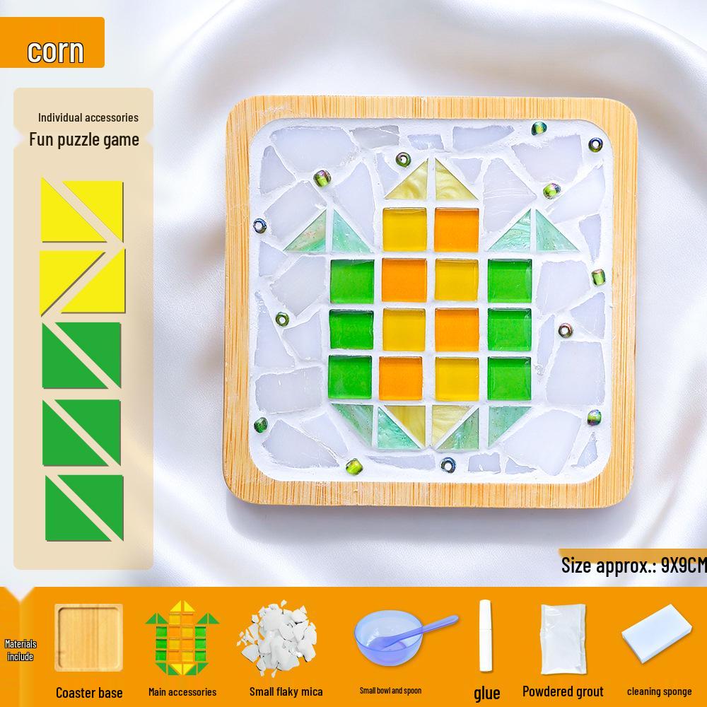 Handmade Mosaic Fruit Coaster DIY Kit: Children's Puzzle Craft for Kindergarten Team Building
