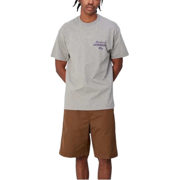Carhartt WIP Buchstabenprint Rundhals Figurbetontes Kurzarm-T-Shirt Herren T-Shirts Grau I032880-V6-XX