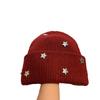 New Year'S Red Skin White Wool Blended Knitted Hat Winter Warm Pullover Hat, Sweet Star Min Wool Hat