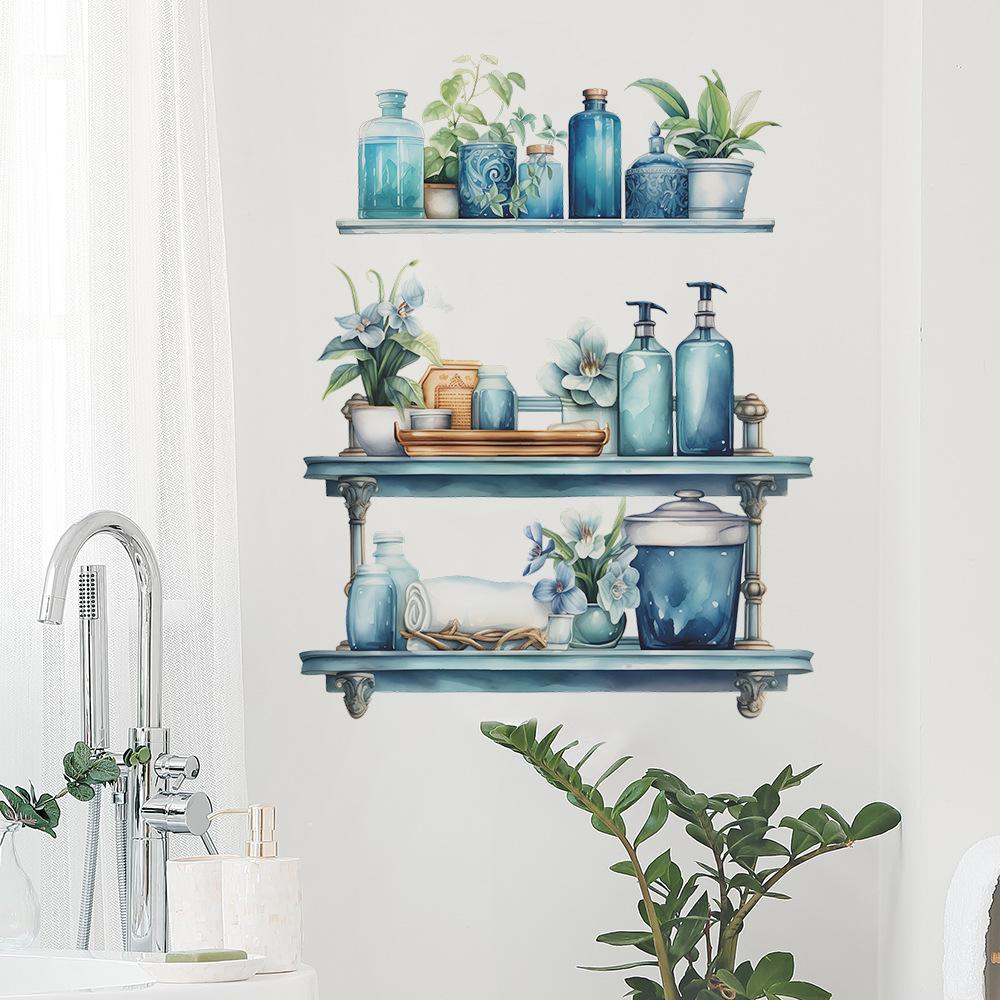 Fun-f58 Shelf Vase Bathroom Bathroom Wall Beautification Decorative Wall Stickers
