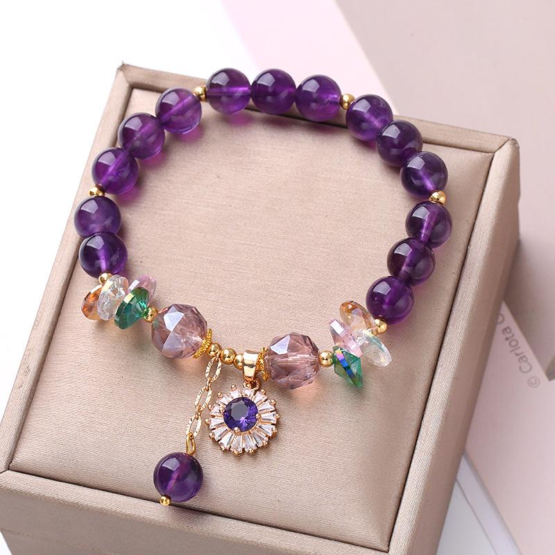 

Natural purple crystal bracelet. Bangles Women Fashion Jewelry daily accessories Gift фиолетовый