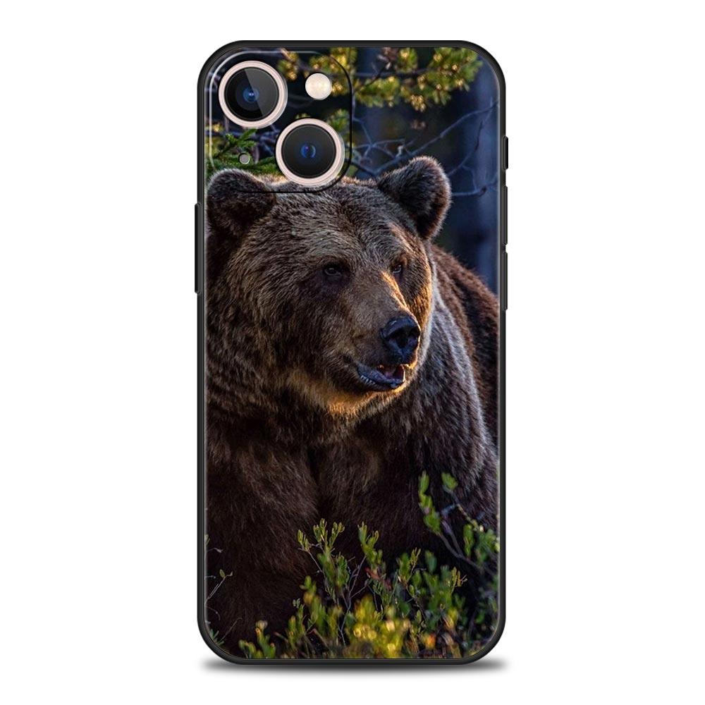 Lustige Just Relax Brown Bear Luxus-Telefonhülle für iPhone 13 15 14 12 11 Pro MAX XR X SE XS 7 8 Plus Weiche schwarze Silikonhülle