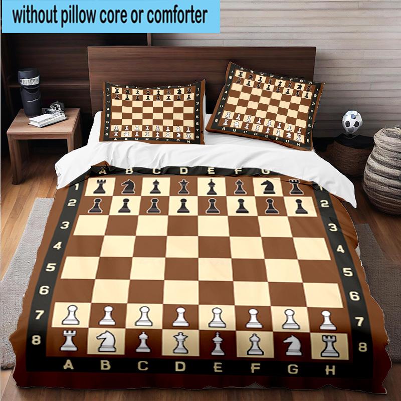 Chess Opening Strategy 3pcs Bedding,Including 1pc Duvet Cover And 2pcs Pillowcases Perfect for Christmas,Ideal for Bedroom, Dormitory