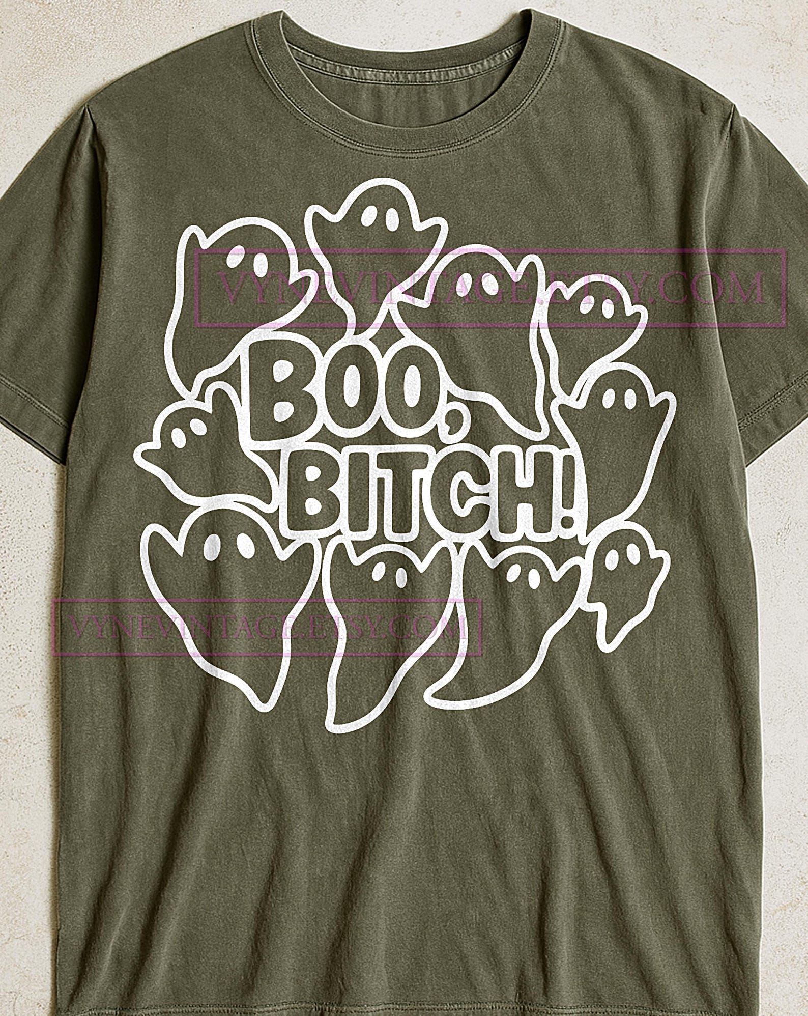 Boo Bitch Ghost T-Shirt, Funny Halloween Graphic Tee, Spooky Cute Typography Shirt, Humorous Ghost for Black Shirts, Halloween Party Tee 2XL