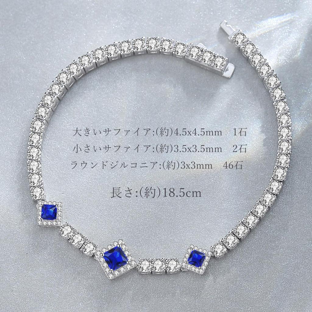 FANCIME Tennis Bracelet with Square and Cubic 3mm September Cube Tennis Sterling Silver Power Brand Present Women's Sapphire, Cut, Zirconia, Wide,