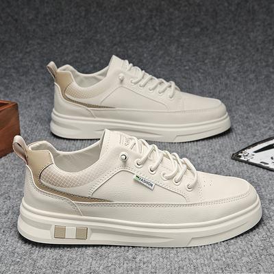 Lente en Herfst mode casual schoenen Koreaanse versie van laag uitgesneden voetvolgende luie schoenen, eenvoudige studenten witte schoenen met leren oppervlak