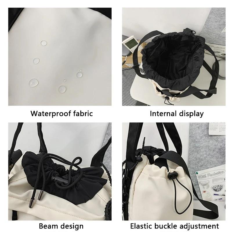 Personality Women Crossbody Bag Large Capacity Couple Shoulder Bag New Casual Nylon Tote Bag Luxury Drawstring Handbag