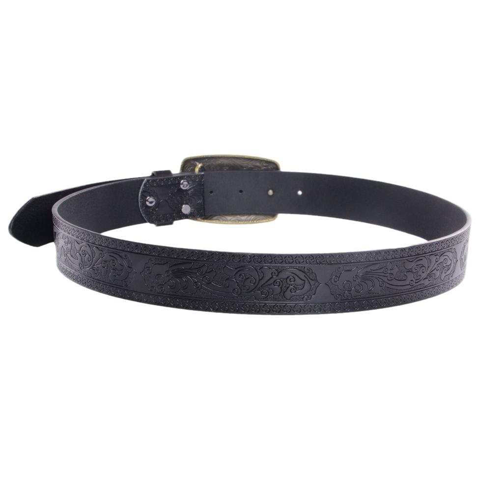 Western Denim Style Personalized Wear Belt Retro Design Neutral Style Men'S And Women'S Embossed Belt