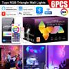 6PS LED Triangular Quantum Lamp RGB Wall Lamp Smart Pickup Rhythm Background Light Bedroom Bedside Night Light Office Decoration