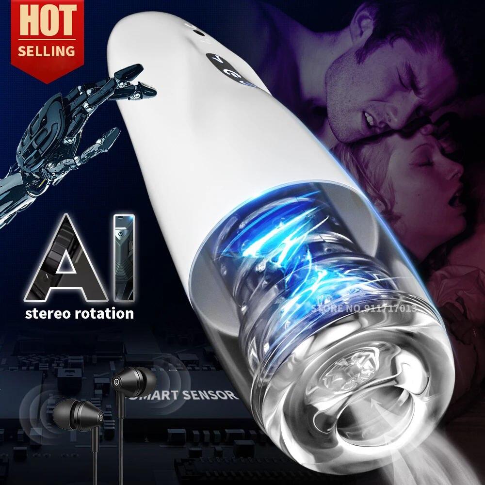 Automatic Male Silicone Vagina Rotation Masturbator Cup Real Pussy Blowjob Pocket Adult for Men Mastubation Sex Machines Toy