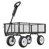 Garden Cart, 408.2 kg, Heavy Duty Steel Yard and Garden Utility Wagon with 10-Inch Tires, Outdoor Gardening Stool with Adjustable Handle, Detachable