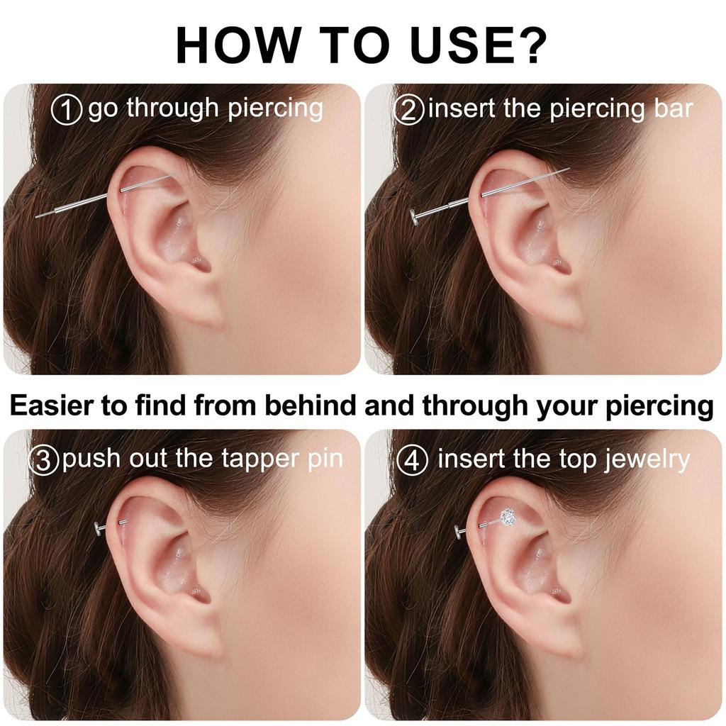 1/7 Stück 20G Flache Rückseite Ohrstecker G23 Titan Gewindelose Tragus Labret Knorpel Lippe Conch Körperpiercing Schmuck für Frauen Männer