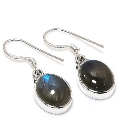 Natürlicher Labradorit-Edelstein, 925er Sterling-Silber, Geschenk-Ohrring, 3,2 cm, n9y31