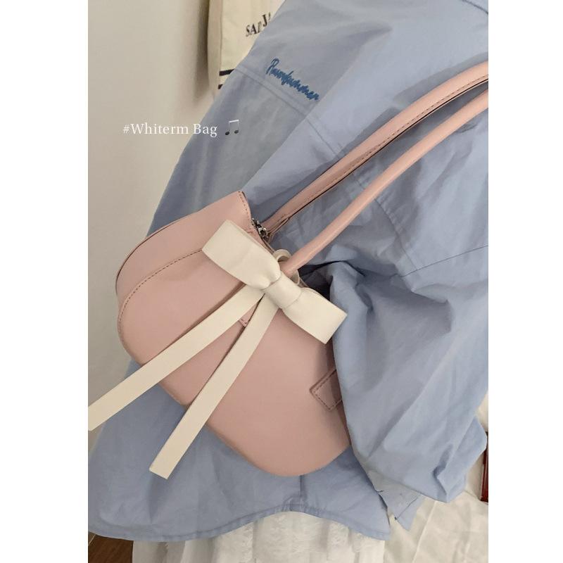 Niche design women's bags, high-end sense exquisite underarm bags, 2025 spring new products, contrasting color bow shoulder bags