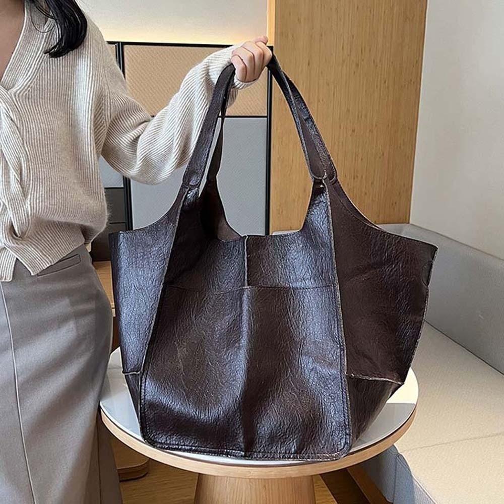 Magnetischer Knopf Weiche PU-Tragetasche Lässig Vielseitig Pendler-Handtasche Arbeit