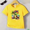 Boys' Dinosaur And Coconut Tree Pattern Print Handsome All-Match Casual T-Shirt