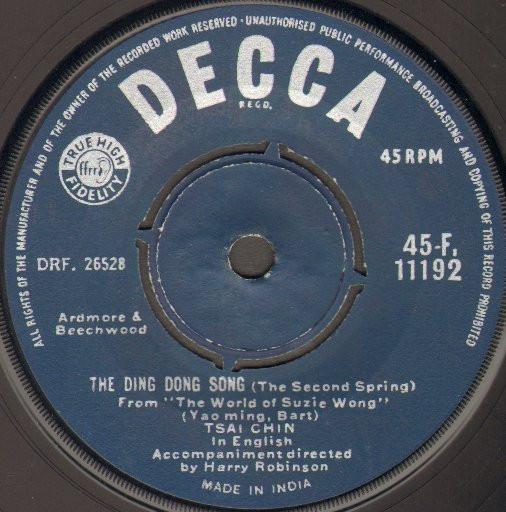 

7inch Record TSAI CHIN - The Ding Dong Song 45F11192 Decca 1959 India Pop Used