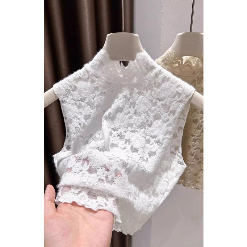 Brushed Lace Sleeveless Vest Women's Spring and Autumn Fake Collar New Inner Layering Shirt