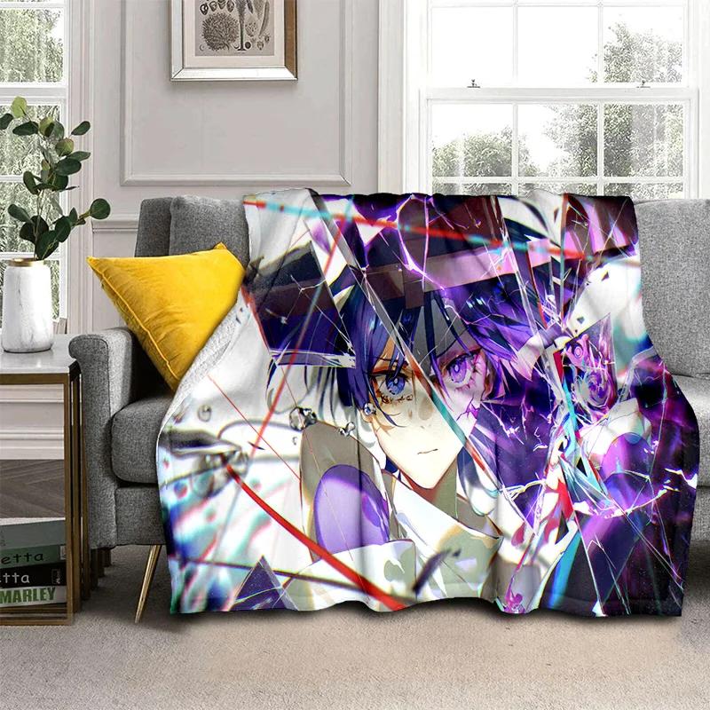 Game Genshin Impact Gamer Cartoon Blanket,Soft Throw Blanket for Home Bedroom Bed Sofa Picnic Travel Office Cover Blanket Kids