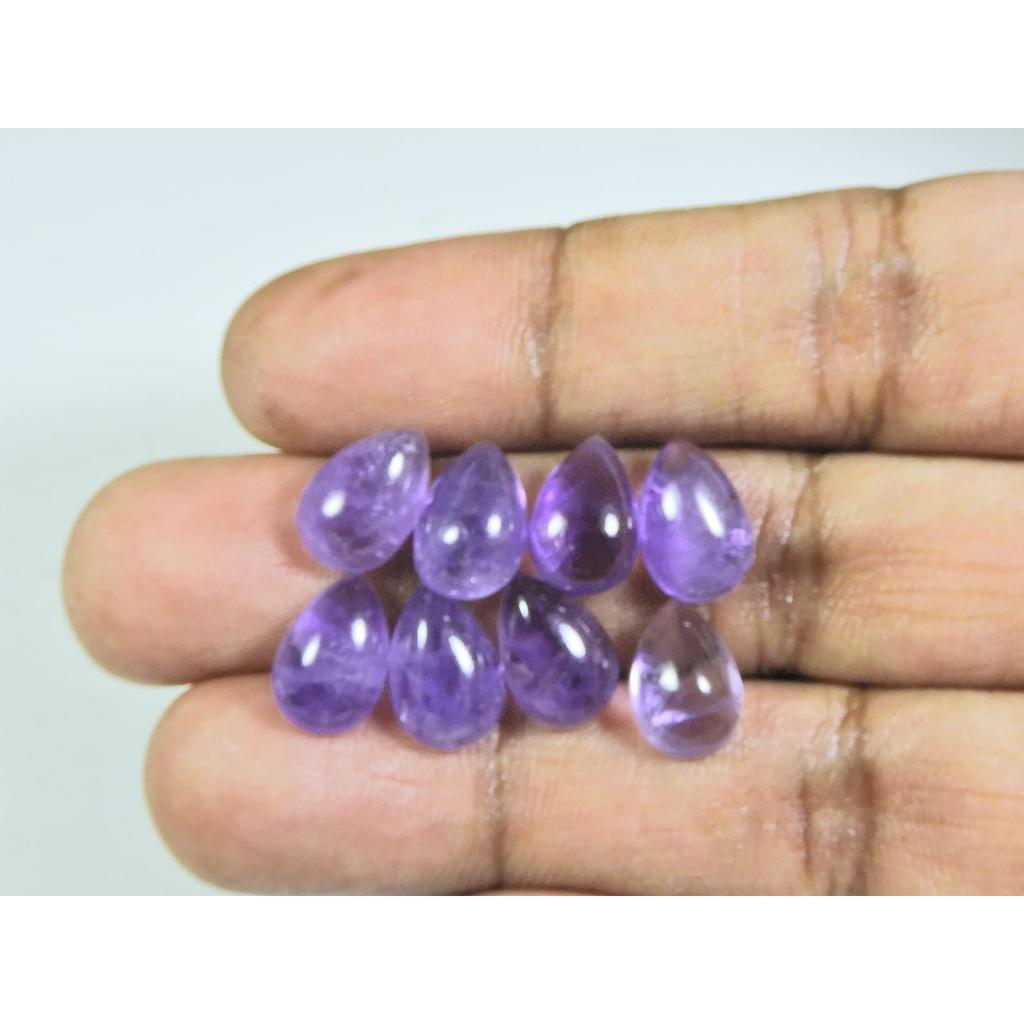 8X12MM Natural Amethst Ring Size Pear Cabochon Loose Gemstone 8Pcs Lot 27Cts A-445