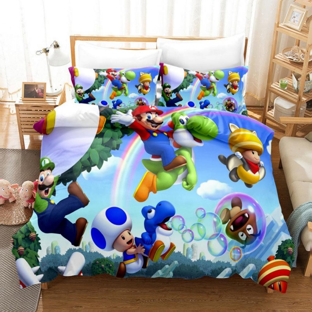 Super Mario Duvet Cover Set Comfortable and Warm Bedding Set for Decorating Your Bedroom and Enhancing Home Life for Teens Gifts